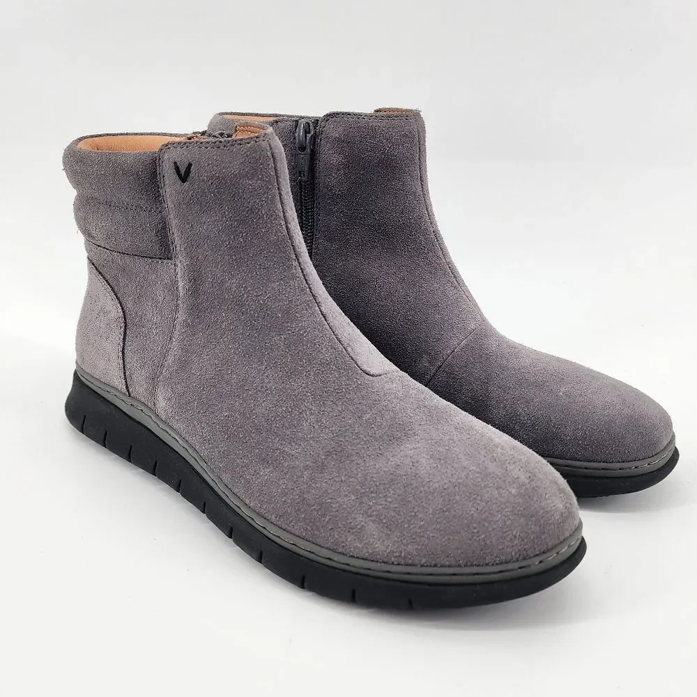 Vionic Arya Grey Nubuck Leather‎ Ankle Boots Size 8